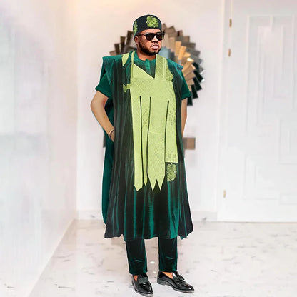 Men's High-Quality Embroidery 3 Pcs Set Shirt Pants Coat - B&R African Styles