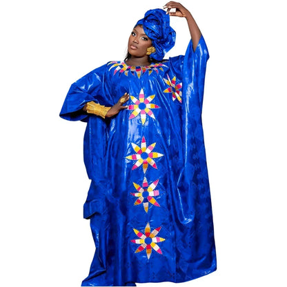 Traditional Bazin Embroidery African Couple Outfits - B&R African Styles