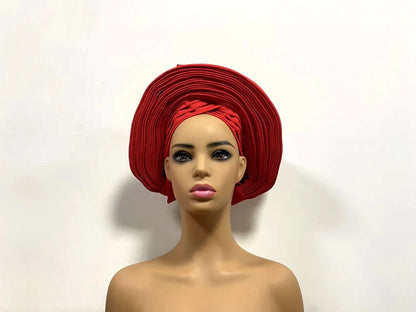 Head Wrap African Aso Oke Gele Headtie Auto Gele With Beads For Wedding Party - B&R African Styles
