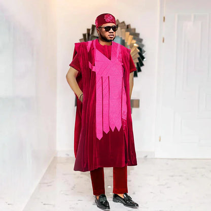 Men's High-Quality Embroidery 3 Pcs Set Shirt Pants Coat - B&R African Styles