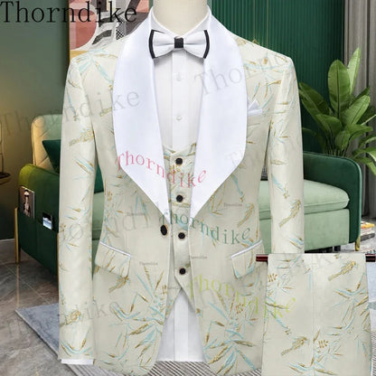 Thorndike Men's Suit Tuxedo 3pcs Slim Fit Blazer - B&R African Styles
