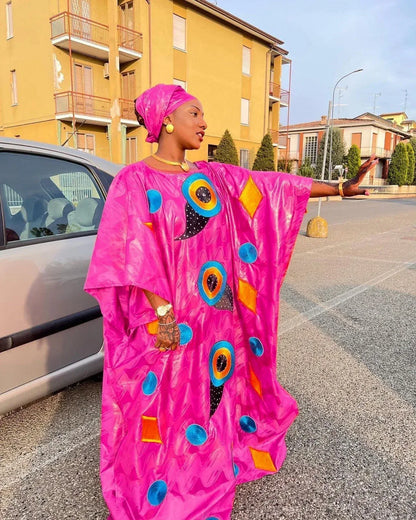 Embroidery Dress For Women Plus Size Bazin Riche With Scarf - B&R African Styles