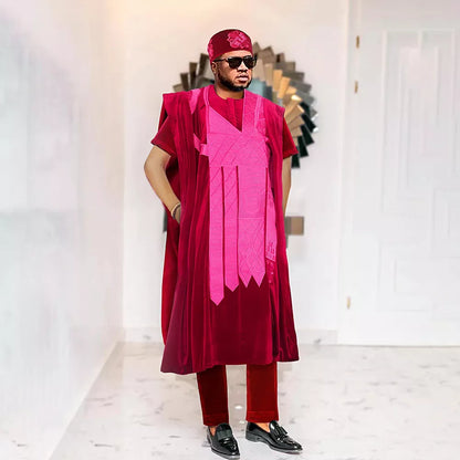 Men's High-Quality Embroidery 3 Pcs Set Shirt Pants Coat - B&R African Styles