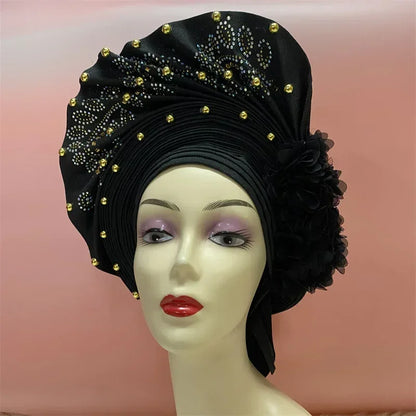 Aso Oke Auto Gele Headtie Handmade African Cap Nigerian Wedding Gele Women - B&R African Styles