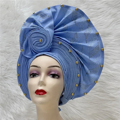 Aso Oke Auto Gele Headtie Handmade African Cap Nigerian Wedding Gele Women - B&R African Styles