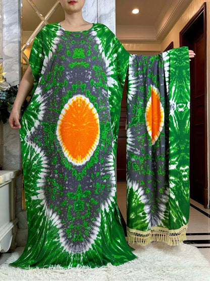 Summer Cotton Kaftan Abaya with Big Scarf – Comfortable & Stylish - B&R African Styles