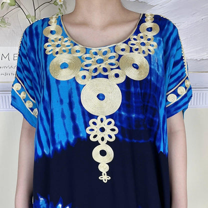 Elegant African Abaya Maxi Dress - Pure Cotton, Loose Fit, Short Sleeve - B&R African Styles