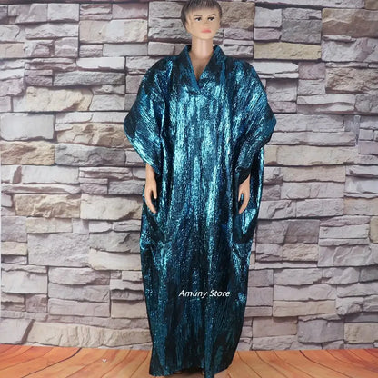 African Mother Gold Jacquard Fabric Loose Dress - B&R African Styles