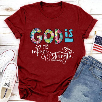 GOD IS Strength Print Women T Shirt Short Sleeve O Neck Loose Women Tshirt Ladies Tee Shirt Tops Clothes Camisetas Mujer - B&R African Styles