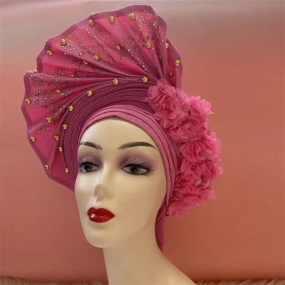 Aso Oke Auto Gele Headtie Handmade African Cap Nigerian Wedding Gele Women - B&R African Styles