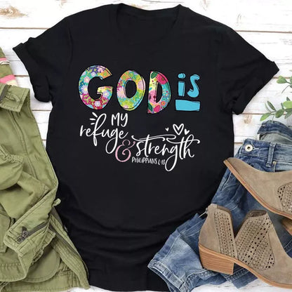 GOD IS Strength Print Women T Shirt Short Sleeve O Neck Loose Women Tshirt Ladies Tee Shirt Tops Clothes Camisetas Mujer - B&R African Styles