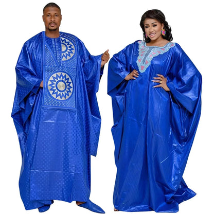 African Clothes For Couples Traditional Bazin Embroidery - B&R African Styles