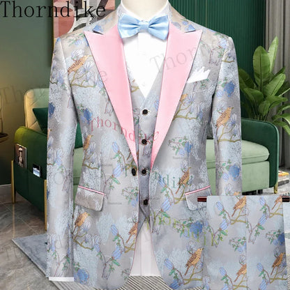 Thorndike Men's Suit Tuxedo 3pcs Slim Fit Blazer - B&R African Styles