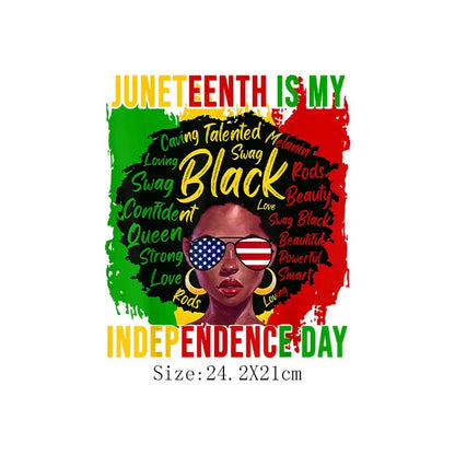 Juneteenth Thermal Sticker For Clothing Iron On Transfer Patch For Women And Men T-Shirt Hoodie DIY Washable Applique On Clothes - B&R African Styles