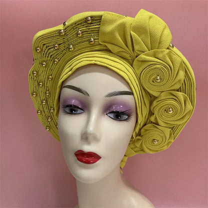High Quality African Nigeria Auto Gele Elegant Helmet With Stones - B&R African Styles
