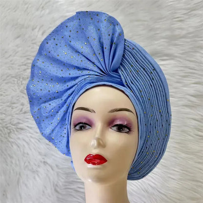 High Quality African Nigeria Auto Gele Elegant Helmet With Stones - B&R African Styles