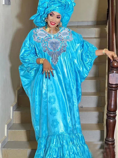 African Bazin Long Dresses For Special Events - B&R African Styles