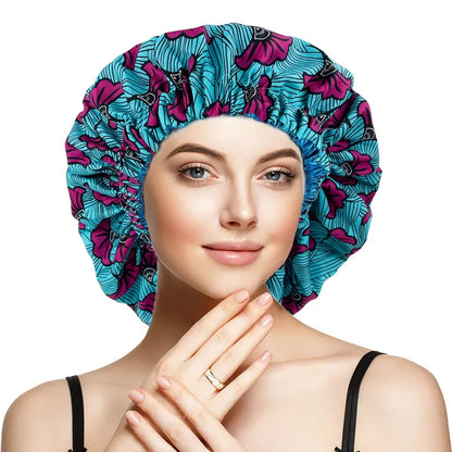 Satin Lined Bonnet Women Big Size Beauty Print Satin Silk Bonnet - B&R African Styles