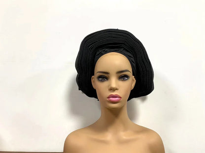 Head Wrap African Aso Oke Gele Headtie Auto Gele With Beads For Wedding Party - B&R African Styles