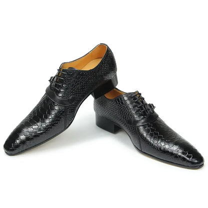 Men Dress Shoes Formal Oxfords Serpentine&Metal Buckle Decorate Wedding Wear Elegant Casual Leather Zapatos De Hombre Best Gift - B&R African Styles