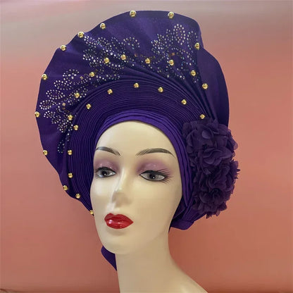 Aso Oke Auto Gele Headtie Handmade African Cap Nigerian Wedding Gele Women - B&R African Styles