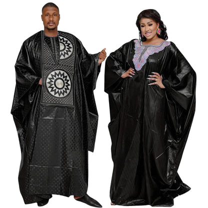 African Clothes For Couples Traditional Bazin Embroidery - B&R African Styles