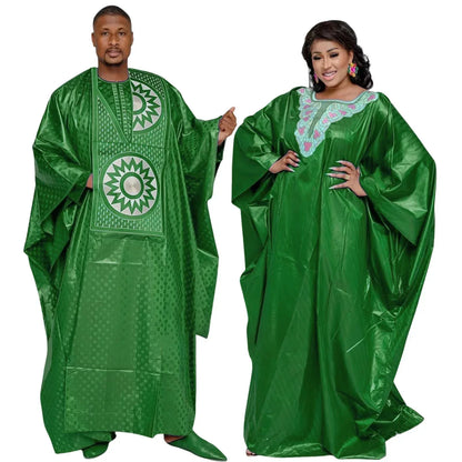 African Clothes For Couples Traditional Bazin Embroidery - B&R African Styles