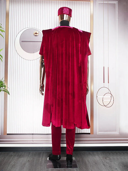 Men's High-Quality Embroidery 3 Pcs Set Shirt Pants Coat - B&R African Styles