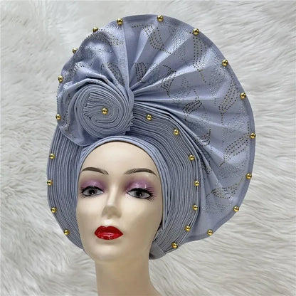 Aso Oke Auto Gele Headtie Handmade African Cap Nigerian Wedding Gele Women - B&R African Styles