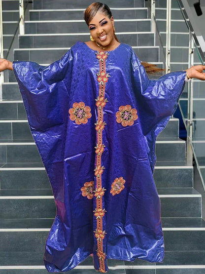 Elegant African Bazin Riche Wedding Party Dress - B&R African Styles