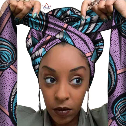 African Print Bonnet With Long Ribbon Wrap Single Layer Head Wrap Ankara Pattern - B&R African Styles