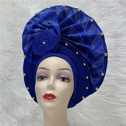 Aso Oke Auto Gele Headtie Handmade African Cap Nigerian Wedding Gele Women - B&R African Styles