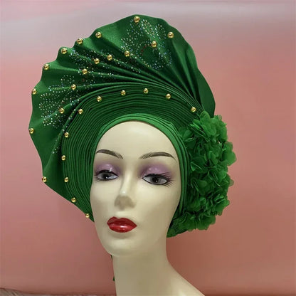 Aso Oke Auto Gele Headtie Handmade African Cap Nigerian Wedding Gele Women - B&R African Styles