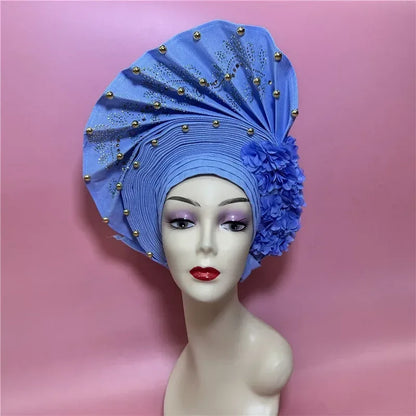 Aso Oke Auto Gele Headtie Handmade African Cap Nigerian Wedding Gele Women - B&R African Styles