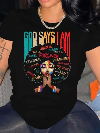 Juneteenth Printed Round Neck Casual T-shirt: Harajuku Style for Women's Freedom Festival - B&R African Styles