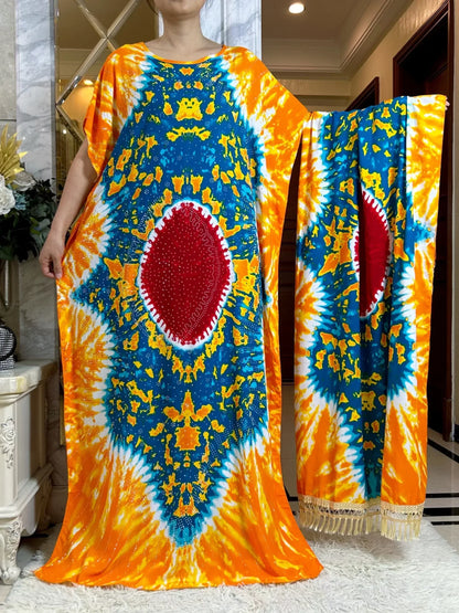 Summer Cotton Kaftan Abaya with Big Scarf – Comfortable & Stylish - B&R African Styles