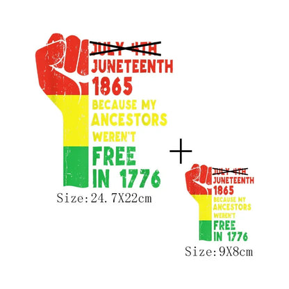 Juneteenth Thermal Sticker For Clothing Iron On Transfer Patch For Women And Men T-Shirt Hoodie DIY Washable Applique On Clothes - B&R African Styles
