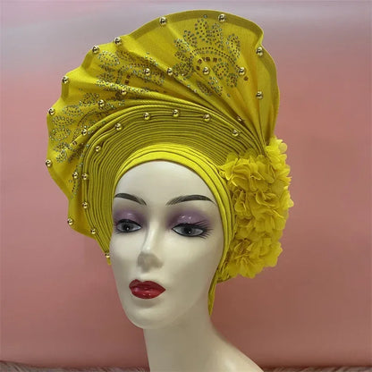 Aso Oke Auto Gele Headtie Handmade African Cap Nigerian Wedding Gele Women - B&R African Styles