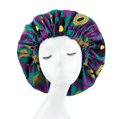 Satin Lined Bonnet Women Big Size Beauty Print Satin Silk Bonnet - B&R African Styles
