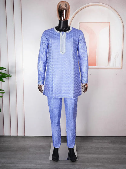 3-Piece African Agbada for Men - Bazin Dashiki Traditional Formal Attire - B&R African Styles