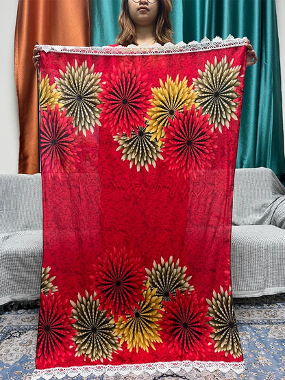 Floral Cotton Abaya for Women with Short Sleeves and Matching Scarf - B&R African Styles