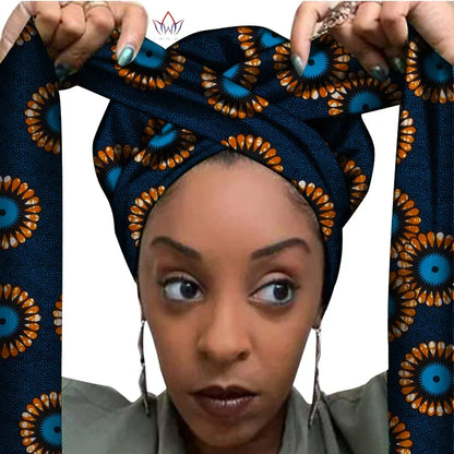 African Print Bonnet With Long Ribbon Wrap Single Layer Head Wrap Ankara Pattern - B&R African Styles