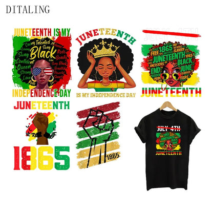 Juneteenth Thermal Sticker For Clothing Iron On Transfer Patch For Women And Men T-Shirt Hoodie DIY Washable Applique On Clothes - B&R African Styles