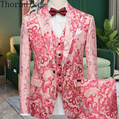 Thorndike Men's Suit Tuxedo 3pcs Slim Fit Blazer - B&R African Styles