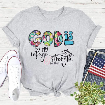 GOD IS Strength Print Women T Shirt Short Sleeve O Neck Loose Women Tshirt Ladies Tee Shirt Tops Clothes Camisetas Mujer - B&R African Styles