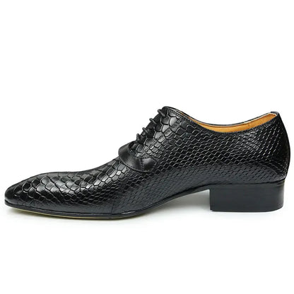 Men Dress Shoes Formal Oxfords Serpentine&Metal Buckle Decorate Wedding Wear Elegant Casual Leather Zapatos De Hombre Best Gift - B&R African Styles
