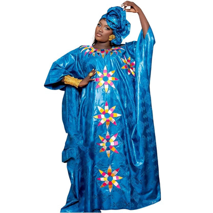 Traditional Bazin Embroidery African Couple Outfits - B&R African Styles