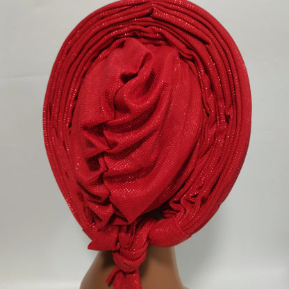 Blue African Hijab Caps with Diamonds Aso Oke Gele Headtie - B&R African Styles