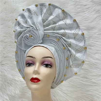 Aso Oke Auto Gele Headtie Handmade African Cap Nigerian Wedding Gele Women - B&R African Styles