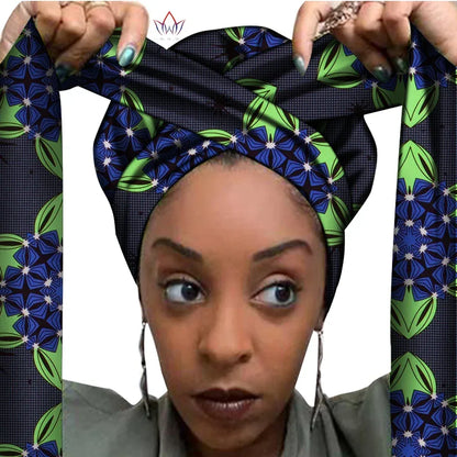 African Print Bonnet With Long Ribbon Wrap Single Layer Head Wrap Ankara Pattern - B&R African Styles